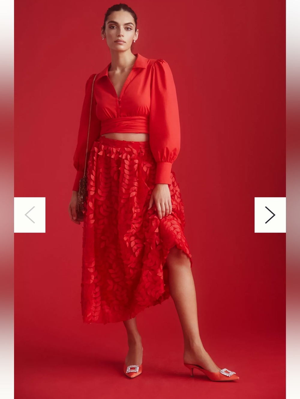 NWT Anthropologie size S dimensional petal skirt in red